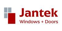Jantek Windows + Doors logo with red and gray square icon on white background