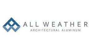 Logo for All Weather Architectural Aluminum, featuring a blue abstract design and gray text.