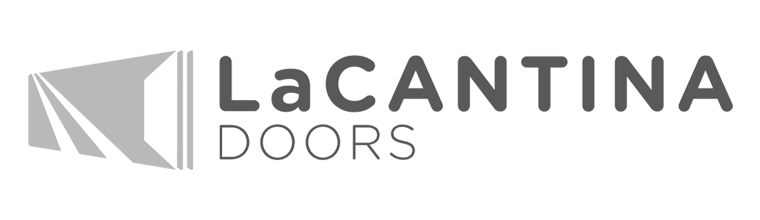 LaCantina Doors logo. Gray door illustration next to text.