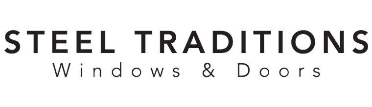 Logo for Steel Traditions, featuring the company name and Windows & Doors.