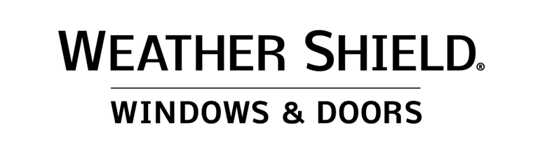 Weather Shield windows and doors logo. Black text on white, with a line separating WEATHER SHIELD from WINDOWS & DOORS.