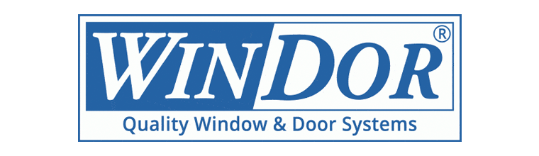 WIN-DOR logo: Blue and white rectangle with the brand name and Quality Window & Door Systems.