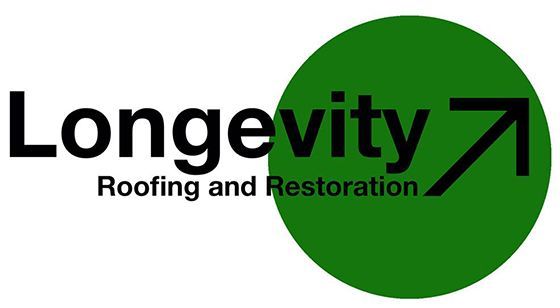 A logo for longevity roofing and restoration