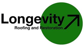 A logo for longevity roofing and restoration