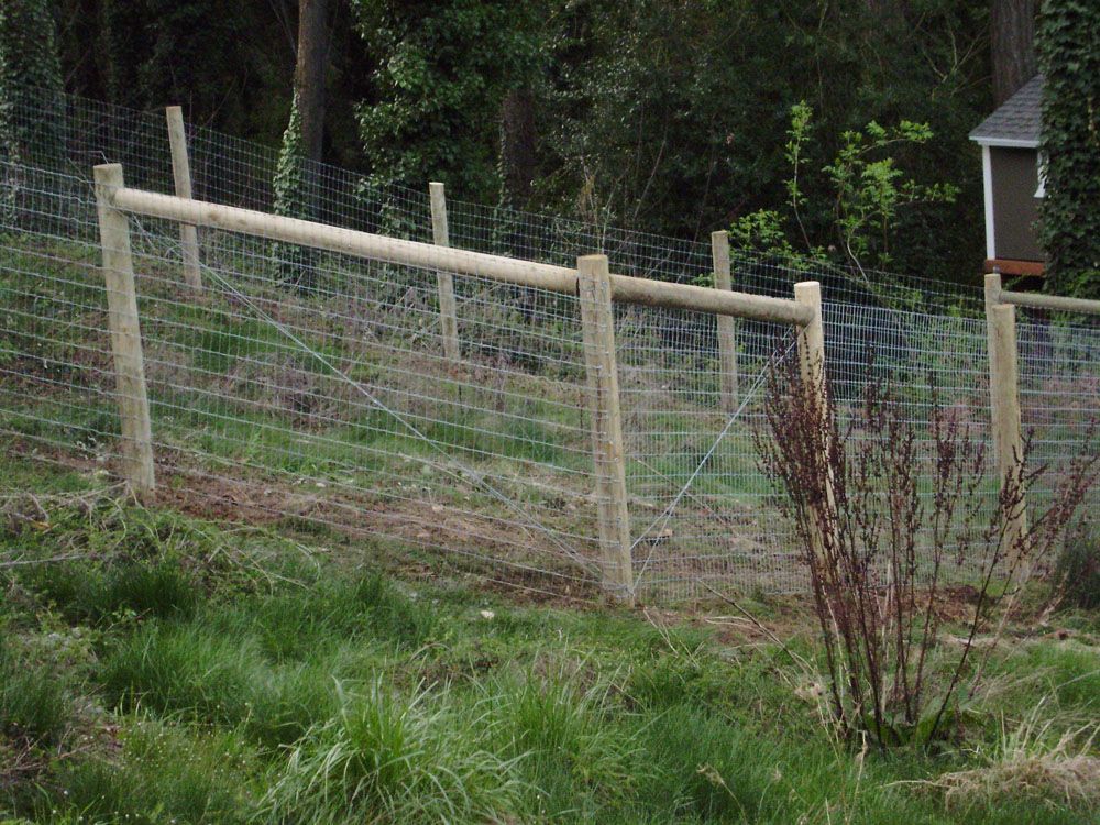 A wooden fence is surrounded by grass and trees in a field