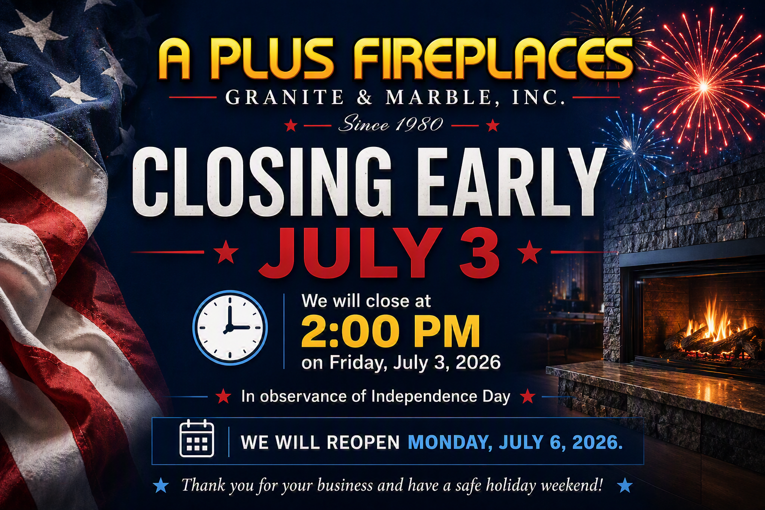 Closing early July 3