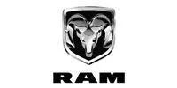 Ram Trucks logo: silver ram head emblem above the word 