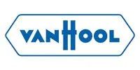Van Hool logo: blue text within a white and blue hexagon shape.