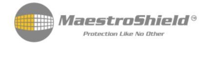 A logo for maestroshield that says protection like no other