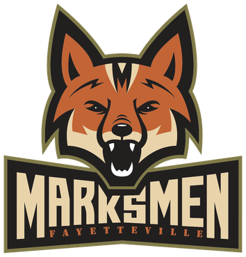 A logo for the marksmen fayetteville hockey team