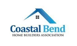 The logo for the coastal bend home builders association shows a house with a blue roof.