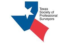 The logo for the texas society of professional surveyors is a texas map with a star on it.