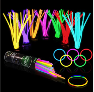 A tube of glow in the dark sticks and bracelets