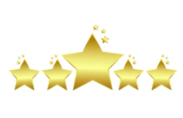 Five gold stars with a large center star on a white background