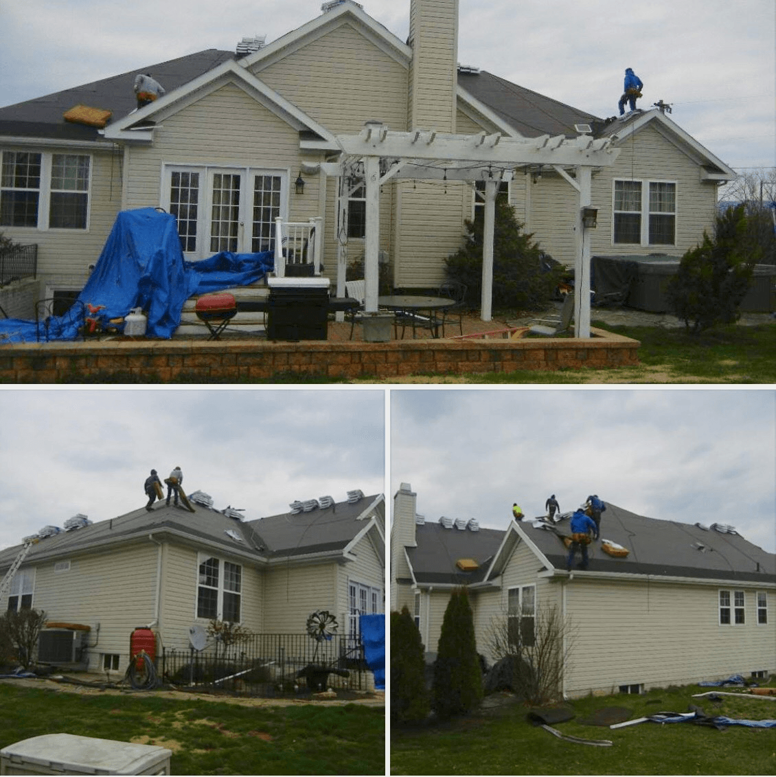 a collage of four pictures of a house being remodeled