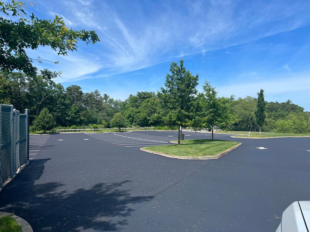 Parking lot with greenery