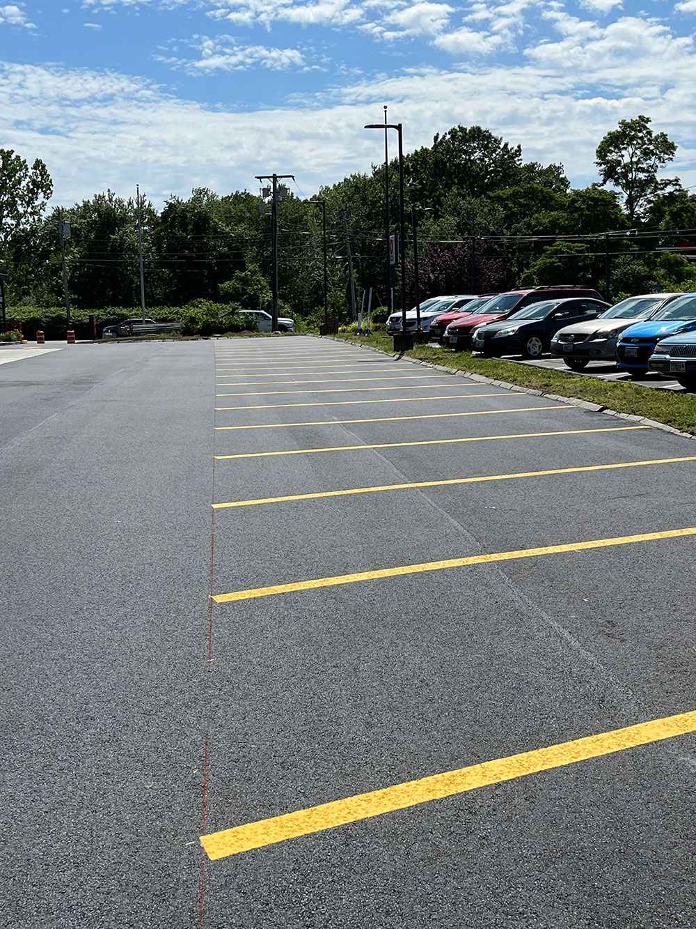 Parking space line striping
