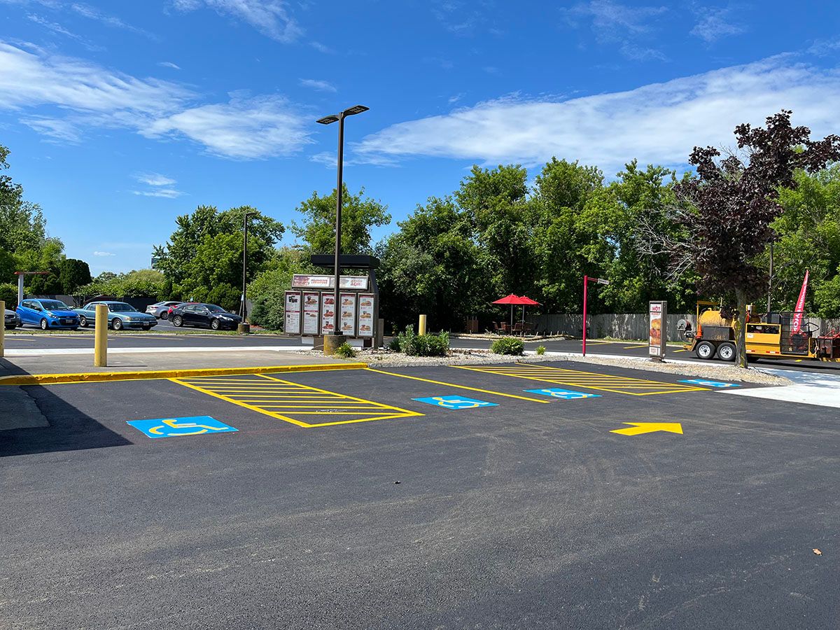 Parking space line striping