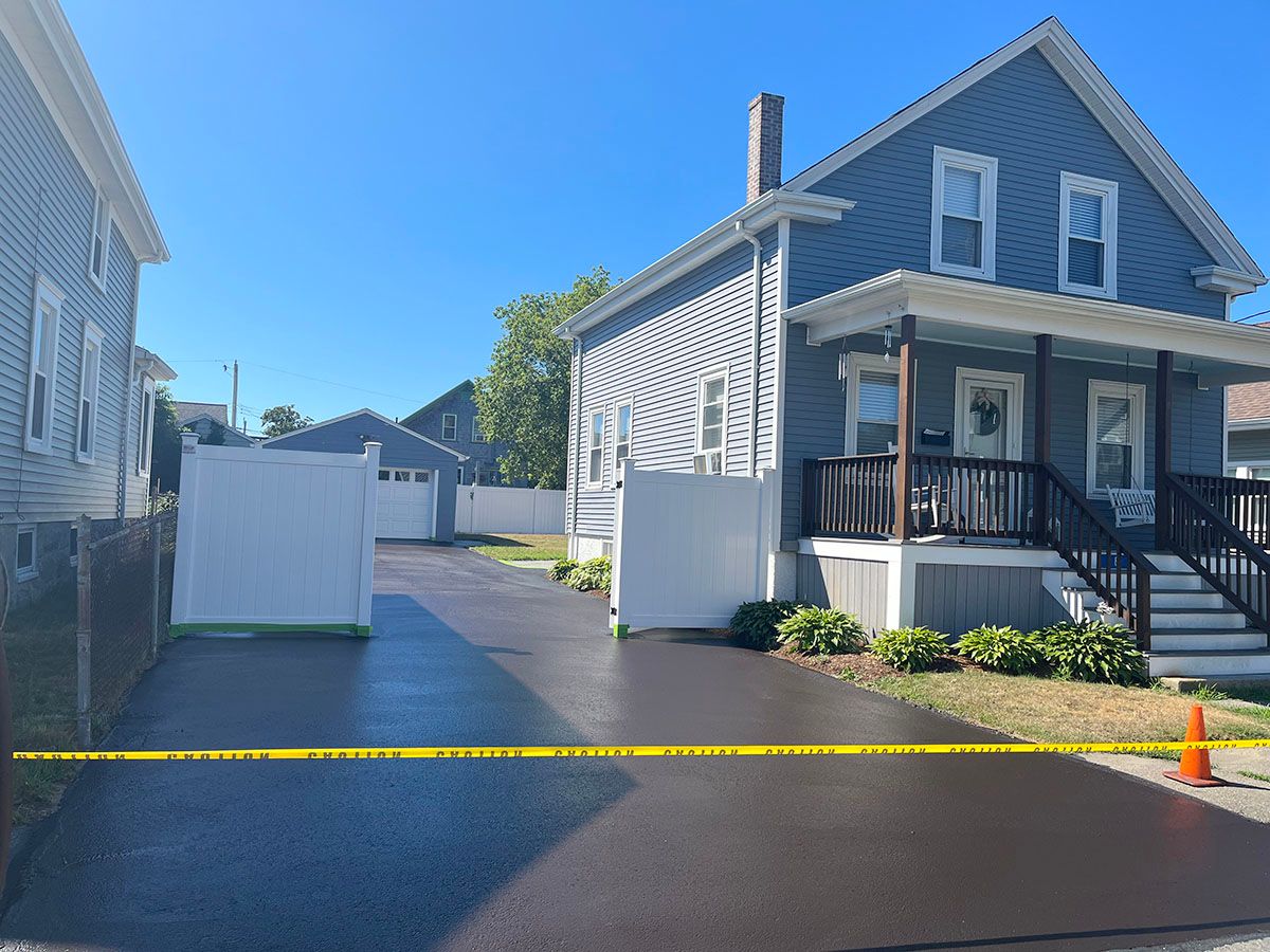 Newly sealed residential driveway