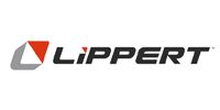 Lippert logo with black text and orange triangular mark on a white background
