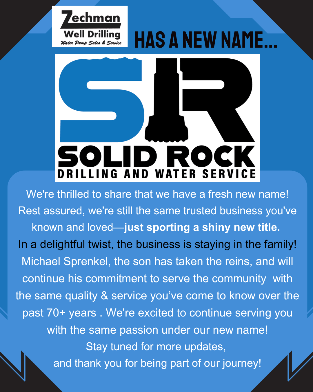 Advertisement for Solid Rock Drilling, formerly Zechman Wall Drilling