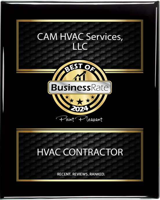 A black and gold plaque for cam hvac services llc