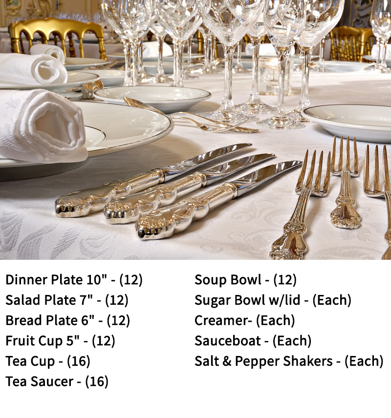 A table set for a dinner with plates knives and forks