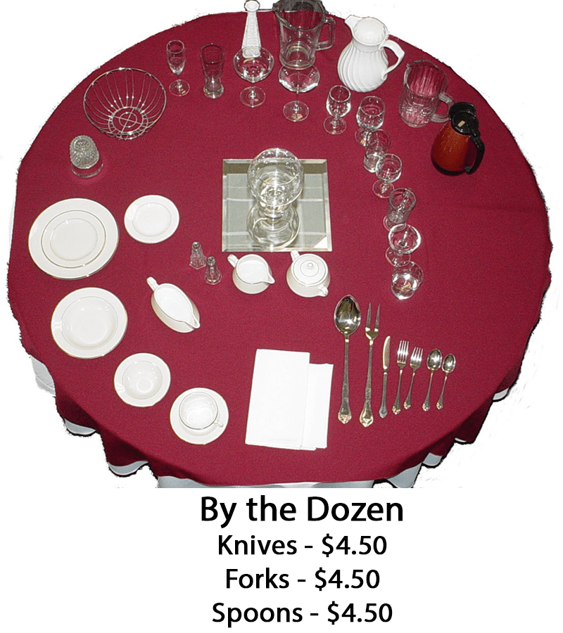 Tableware Pricing Menu A 1 Party RentAll Inc