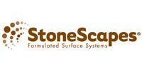 StoneScapes logo in brown with stylized dot arc and tagline “Formulated Surface Systems”.