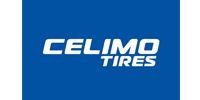 CELIMO TIRES logo in white on a blue background
