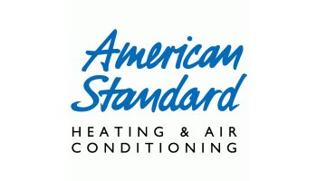 The american standard heating and air conditioning logo is blue and white.