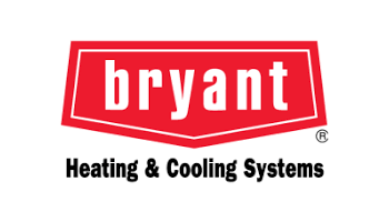 The bryant heating and cooling systems logo is red and white.