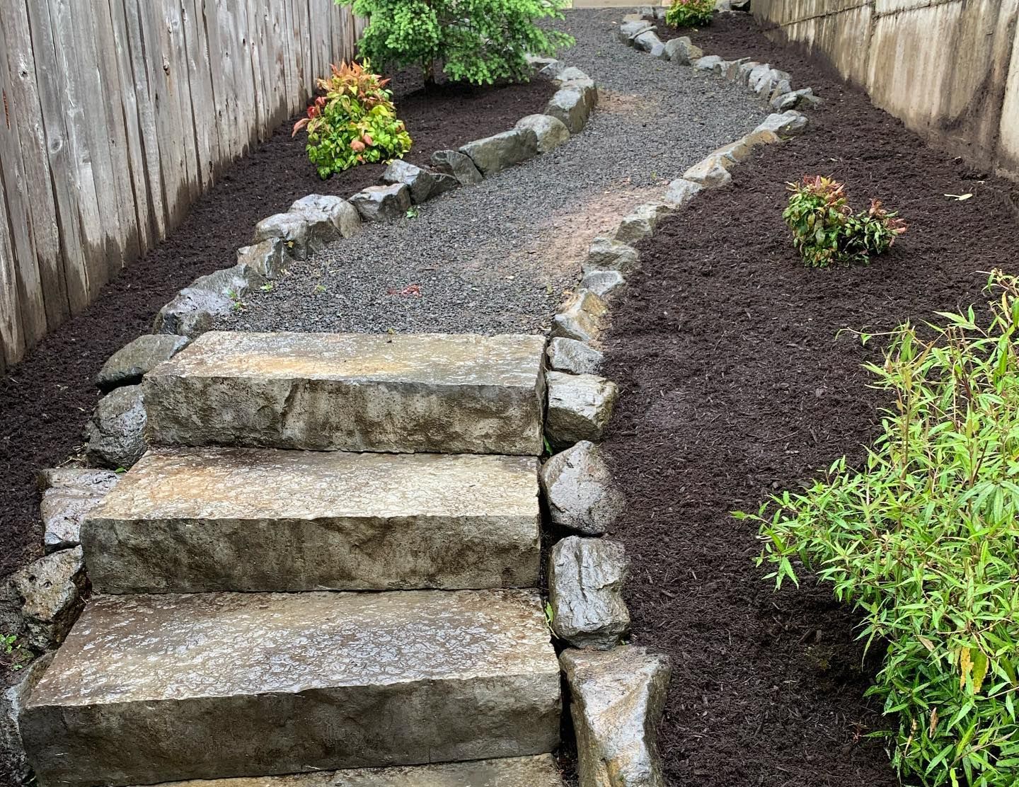 a stone walkway with steps