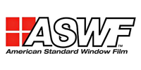 Logo for American Standard Window Film (ASWF) featuring a red square grid icon next to the stylized text