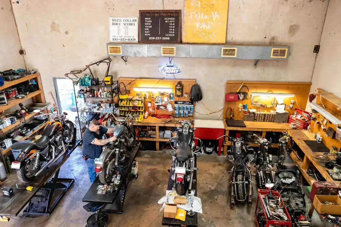 Mechanic working on a motorcycle