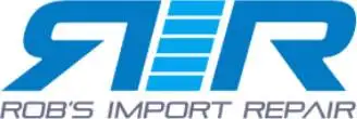 Blue logo with stylized "RIR" and text "ROB'S IMPORT REPAIR".