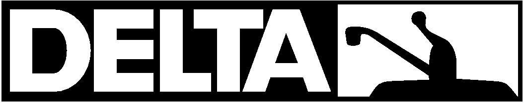 Delta logo with white text and black silhouette of a diver on a white and black background