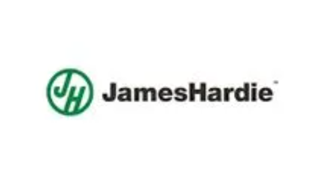 James Hardie logo with green circular “JH” icon and black wordmark on white background