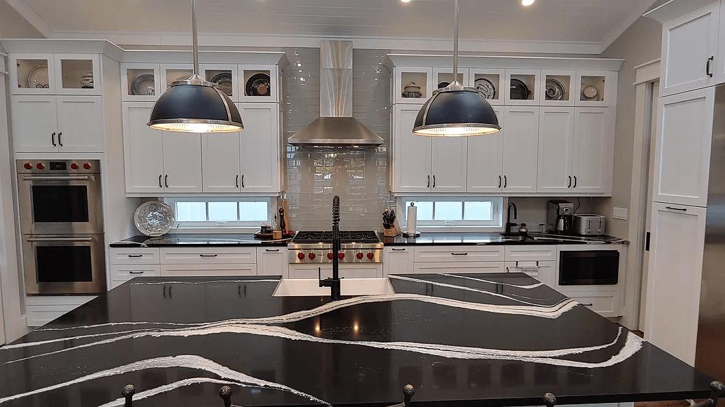 Black and white marble countertop
