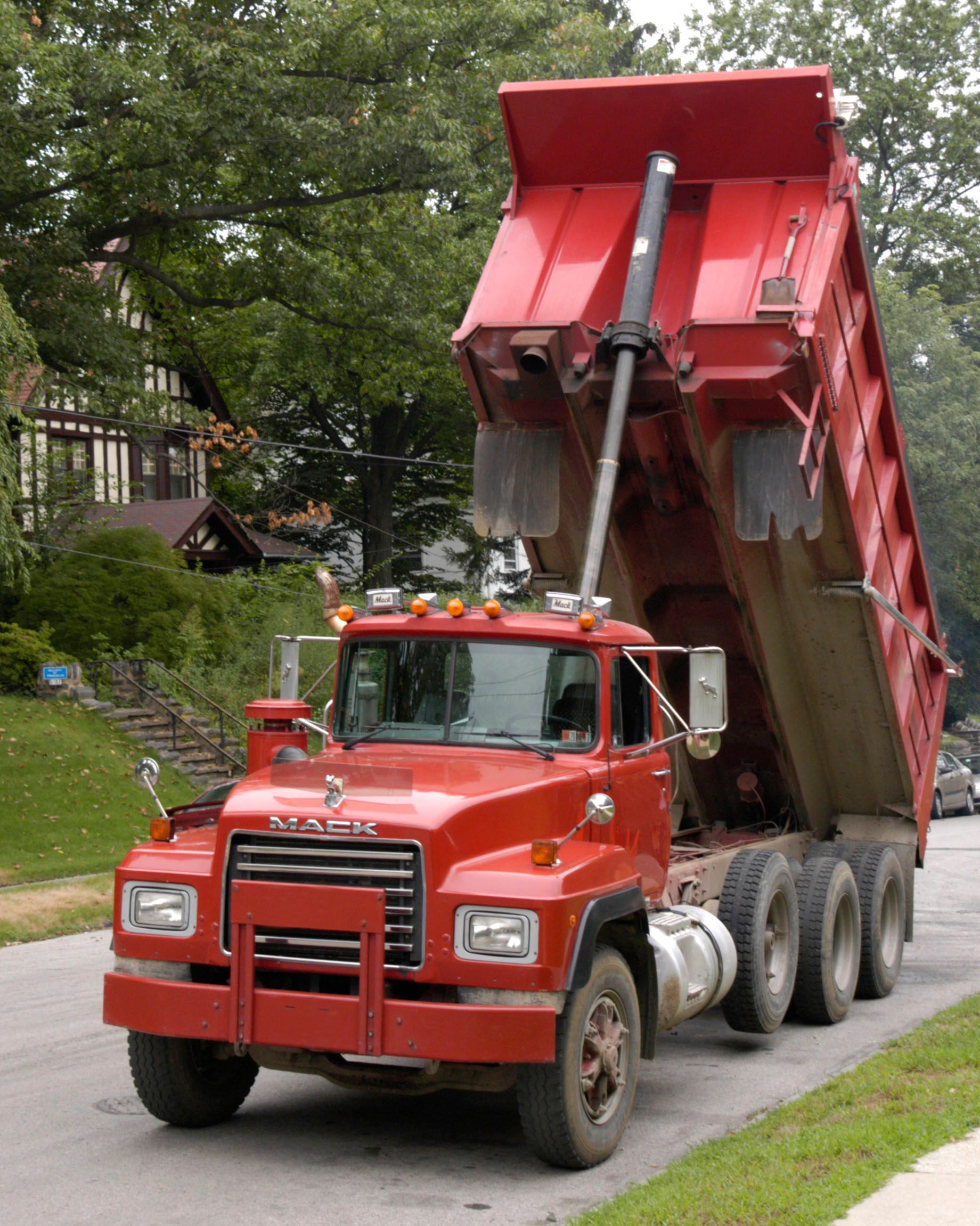 a red dump truck 