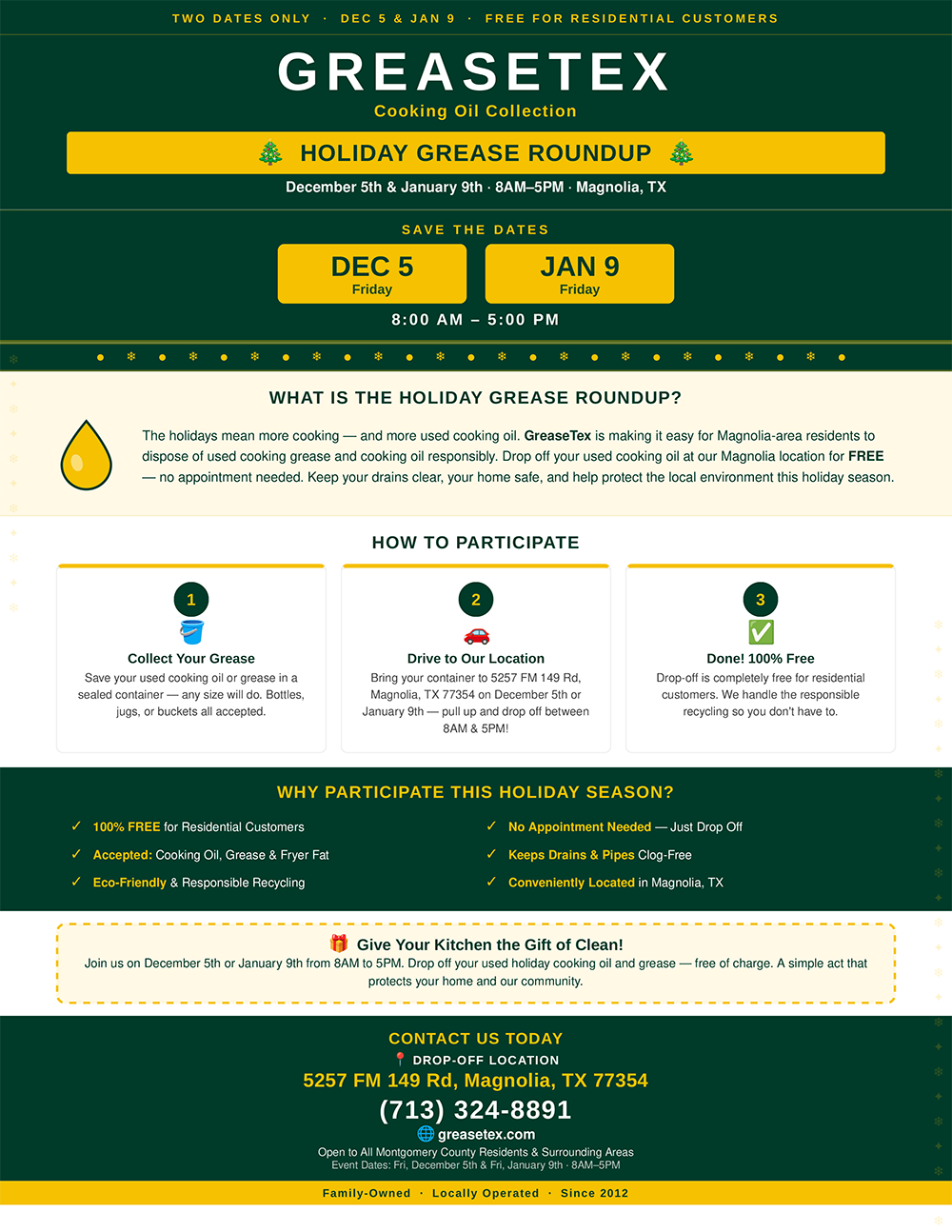 Grease Tex Cooking Oil Collection flyer