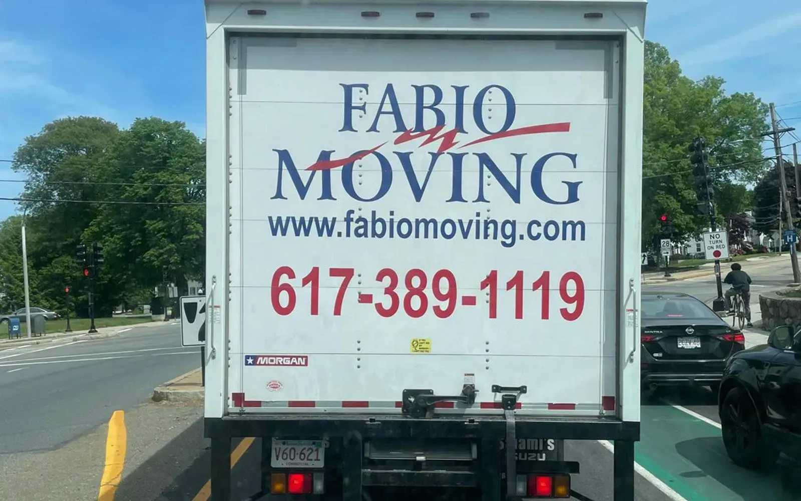 White moving truck with