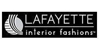 LAFAYETTE interior fashions logo in white on a black background with a stylized shell icon