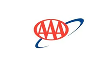 AAA logo in red with blue swoosh on a white background