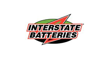 Interstate Batteries logo in black, white, green, and red with a red lightning bolt