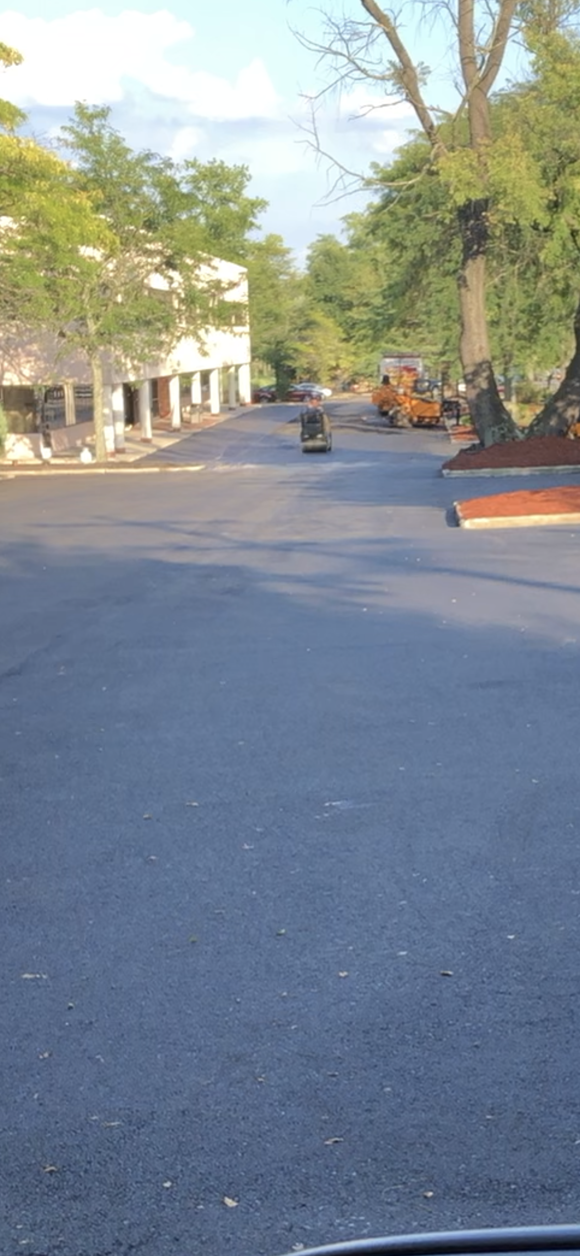 Road with asphalt machines