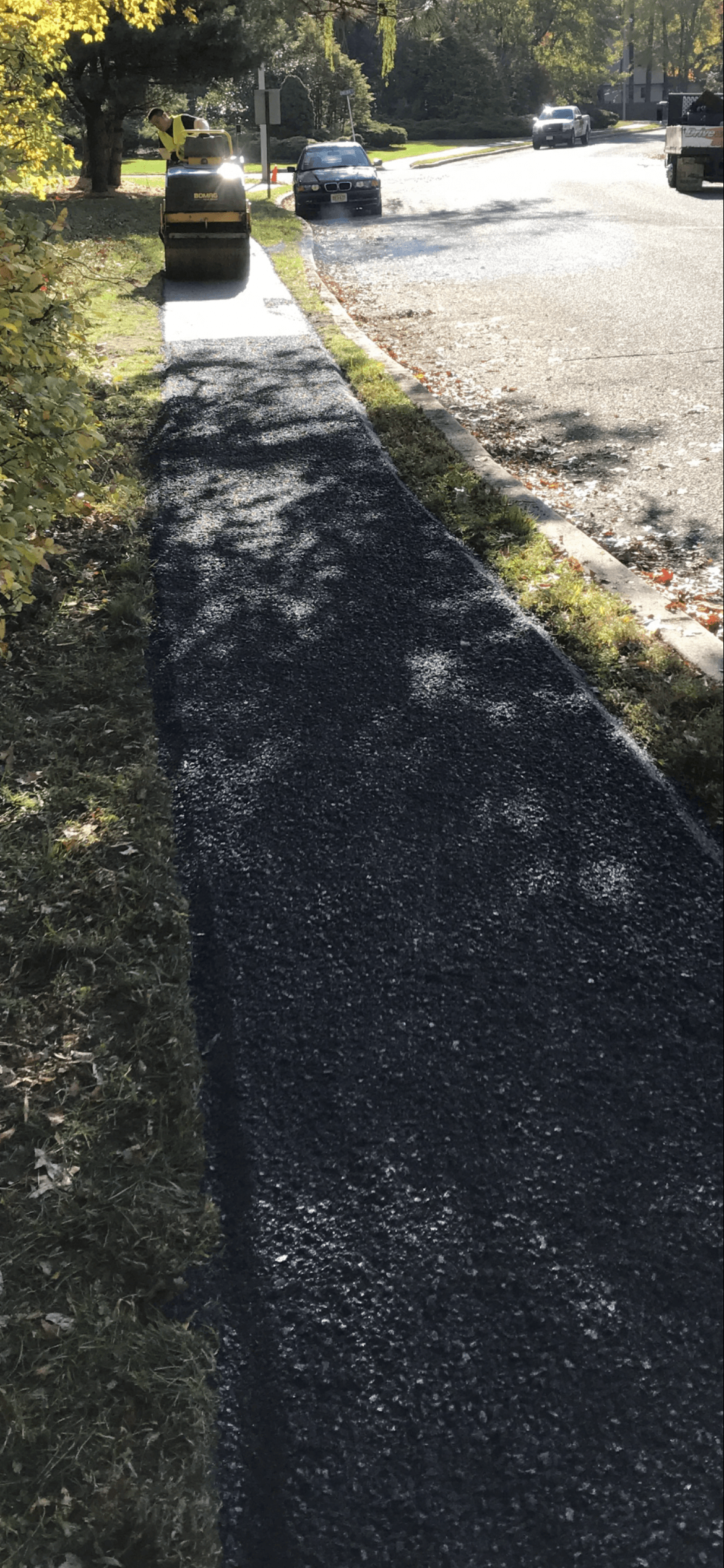 Roadside asphalt walkway