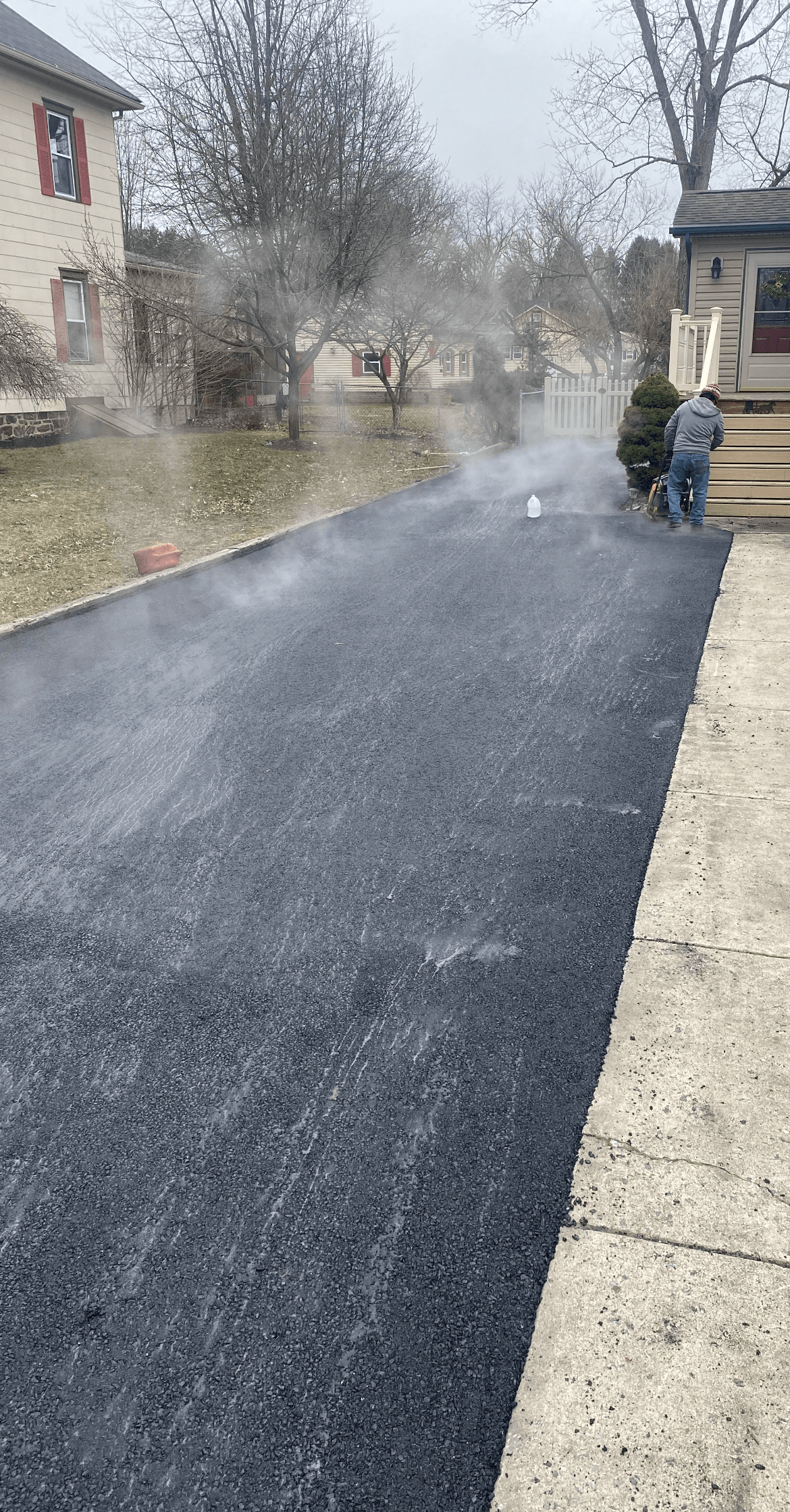 Smoking hot new asphalt driveway
