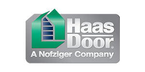 A logo for haas door a nofziger company