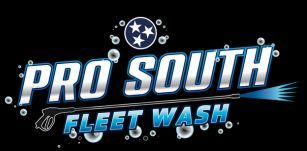 Pro South Fleet Wash logo in white and blue on black background with stars and water splash accents